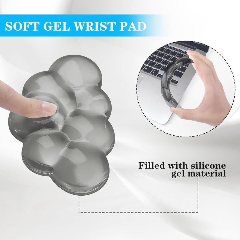 KEPUTAIER Gel Cloud Mouse Wrist Rest, Cute Wrist Support and Arm Support for Mouse Rest Typing Pain Relief，Suitable for Office/Computer/Laptop/Gaming (Transparent Gray) - Image 3